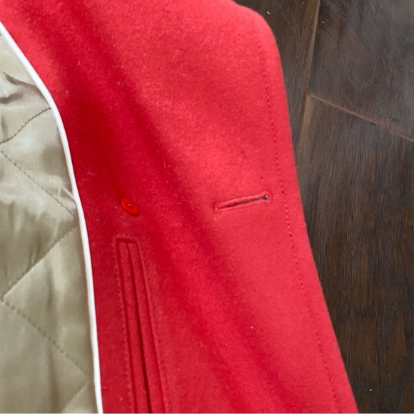 J. Crew Women’s Double Breasted Wool Blended Red Pea Coat L - Picture 8 of 13